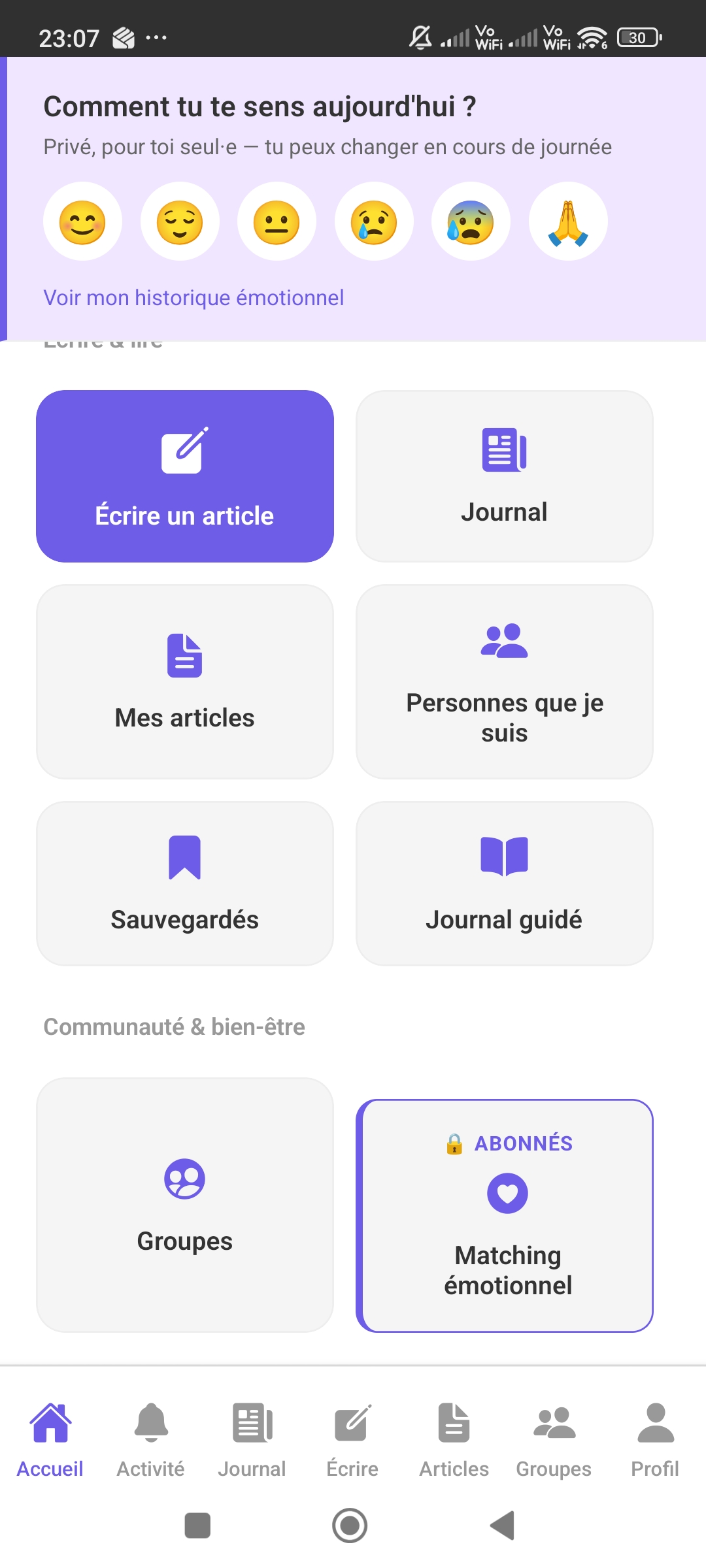 Capture de l'accueil de Journal Anonyme